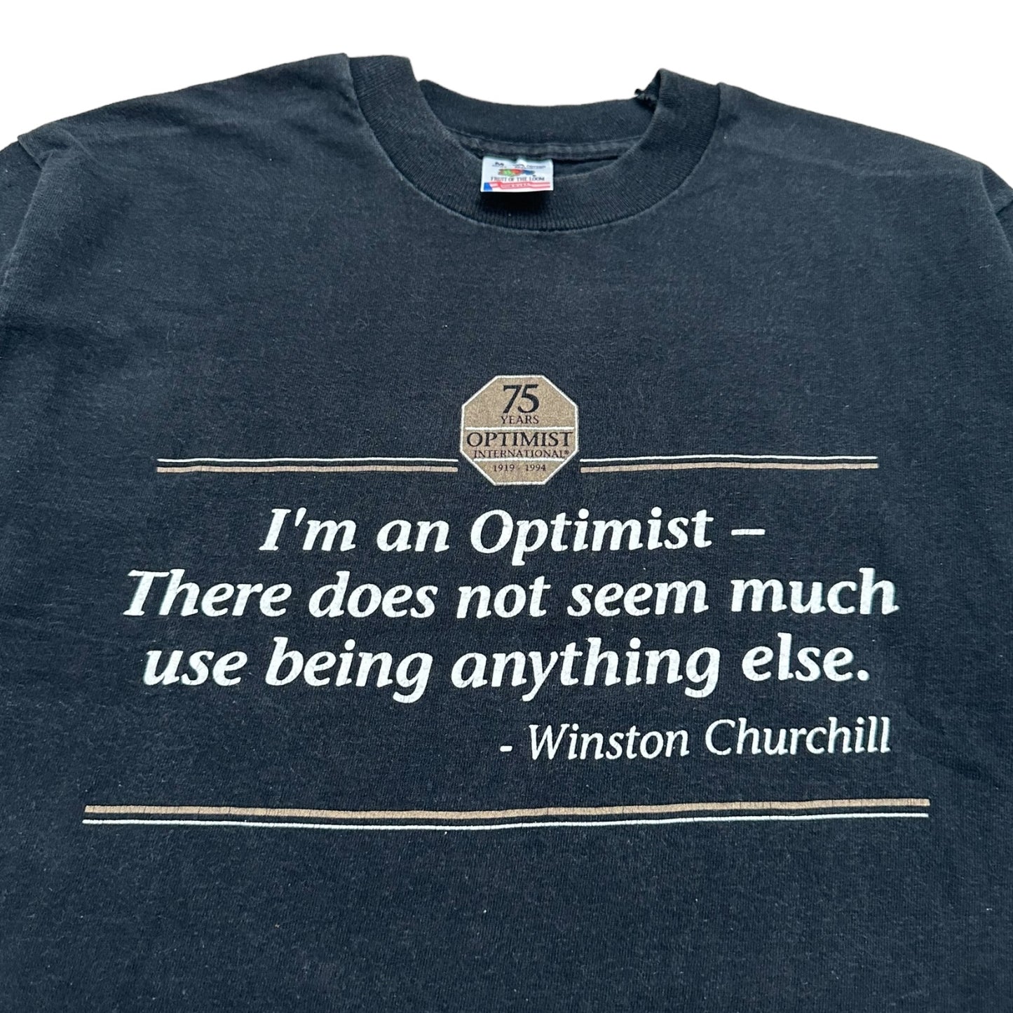 (L) 1994 Winston Churchill Optimism Quote Tee